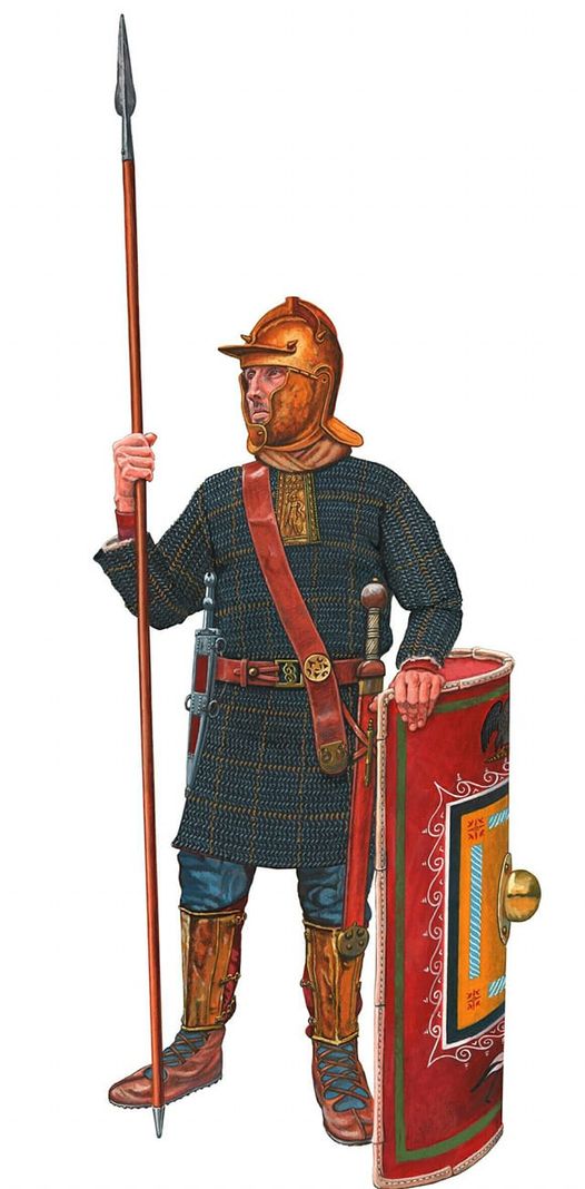 Rekonstrukcja uzbrojenia pieszego ciężkozbrojnego legionisty rzymskiego – scutatusa z III w. n.e.