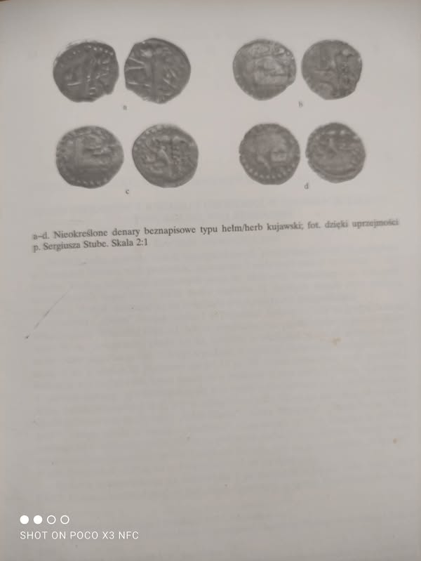 Beznapisowe denary gniewkowskie typu hełm; herb kujawski